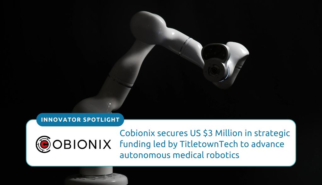 Cobionix Secures US $3 Million in Strategic Funding Led by TitletownTech to Advance Autonomous Medical Robotics Background image of Cobionix's CODI®, a multi-functional robotic platform designed to enhance healthcare delivery through advanced automation and AI.